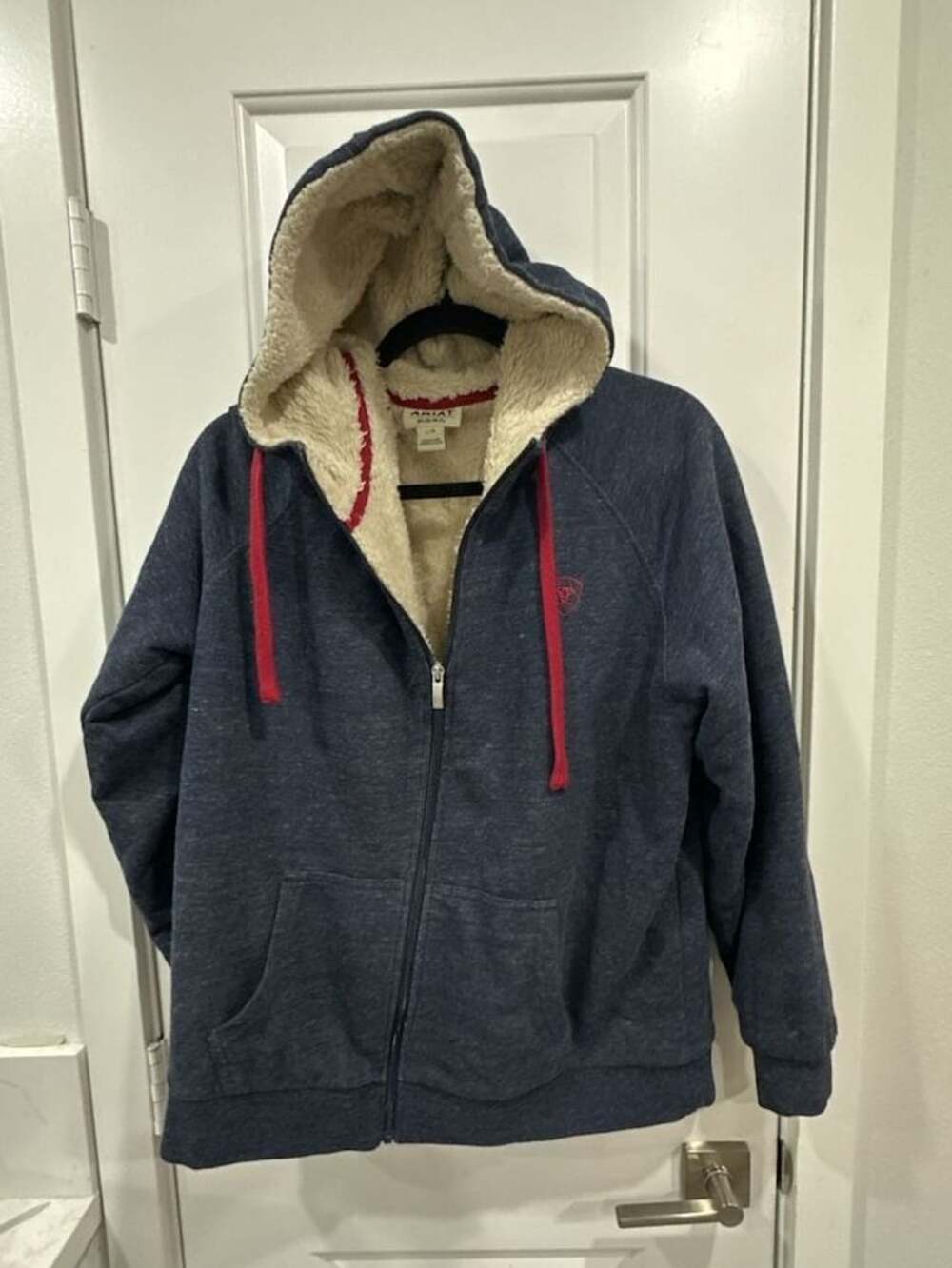 Ariat REAL Women's Sherpa Lined Full Zip Hoodie Heather Blue Large
